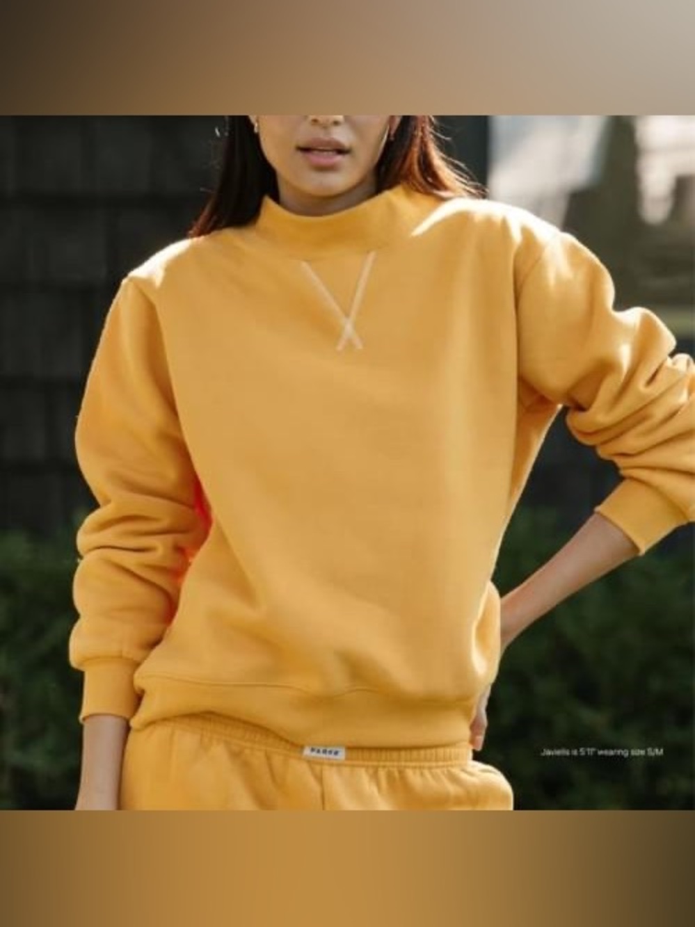 Parke Classic Mockneck Sweatshirt in Apricot size S/M orange yellow - Picture 2 of 12